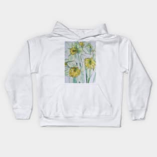 Daffodils watercolour painting Kids Hoodie